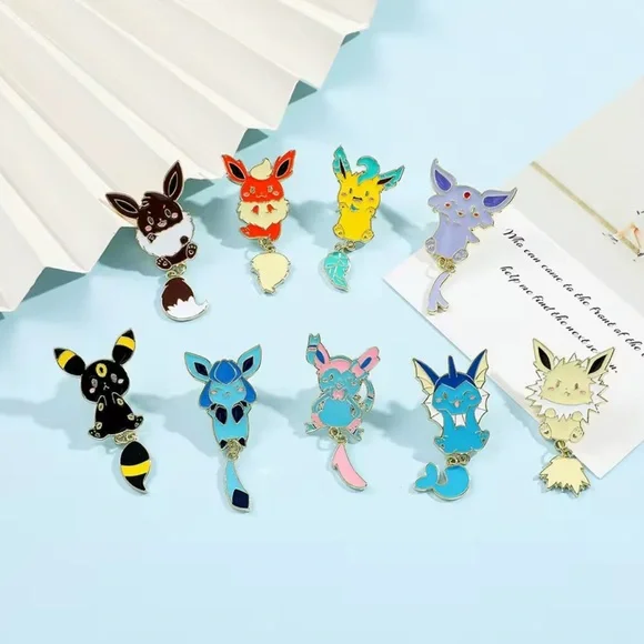 3 For $35 Pokemon Espeon Eeveelution Enameled Pin Brooch Hanging Moving Tail - Picture 12 of 12